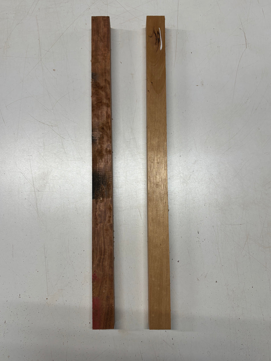 2 Pack, 2 Species Spanish Cedar + Bubinga Turning Wood Blanks 24"x1-1/2"x1-1/2"#8374 - Exotic Wood Zone