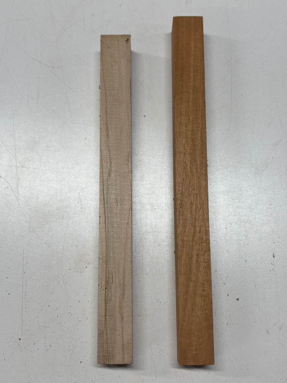 2 Pack, 2 Species Mahogany + Ambrosia Maple Turning Wood Blanks #8378 - Exotic Wood Zone