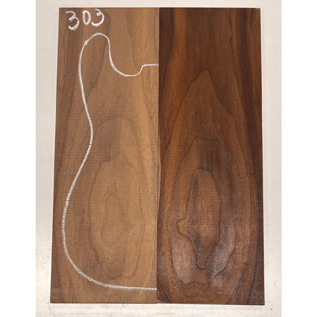 Black Walnut Bookmatched Guitar Drop Tops 21" x 7-1/4" x 1/4" #303 - Exotic Wood Zone - Buy online Across USA 