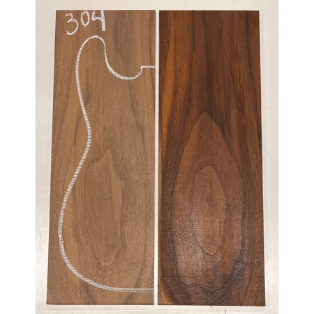 Black Walnut Bookmatched Guitar Drop Tops 21" x 7-1/4" x 1/4" #304 - Exotic Wood Zone - Buy online Across USA 