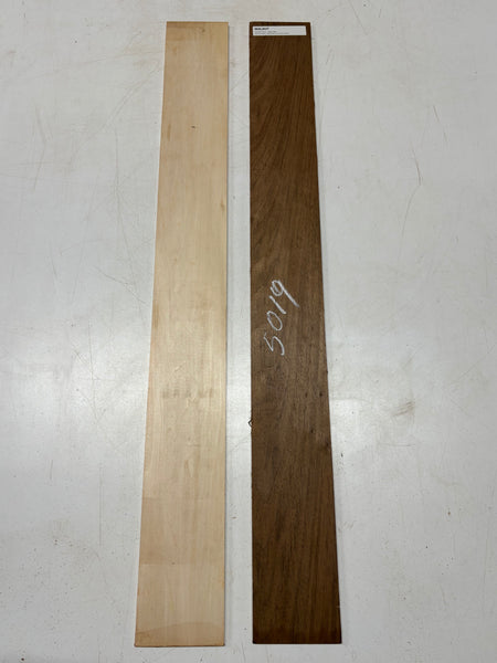 2 Pack, 2 Species, Peruvian Walnut + Basswood Thin Stock Lumber  36" x 4" x 1/4" #5019 Exotic Wood Zone 