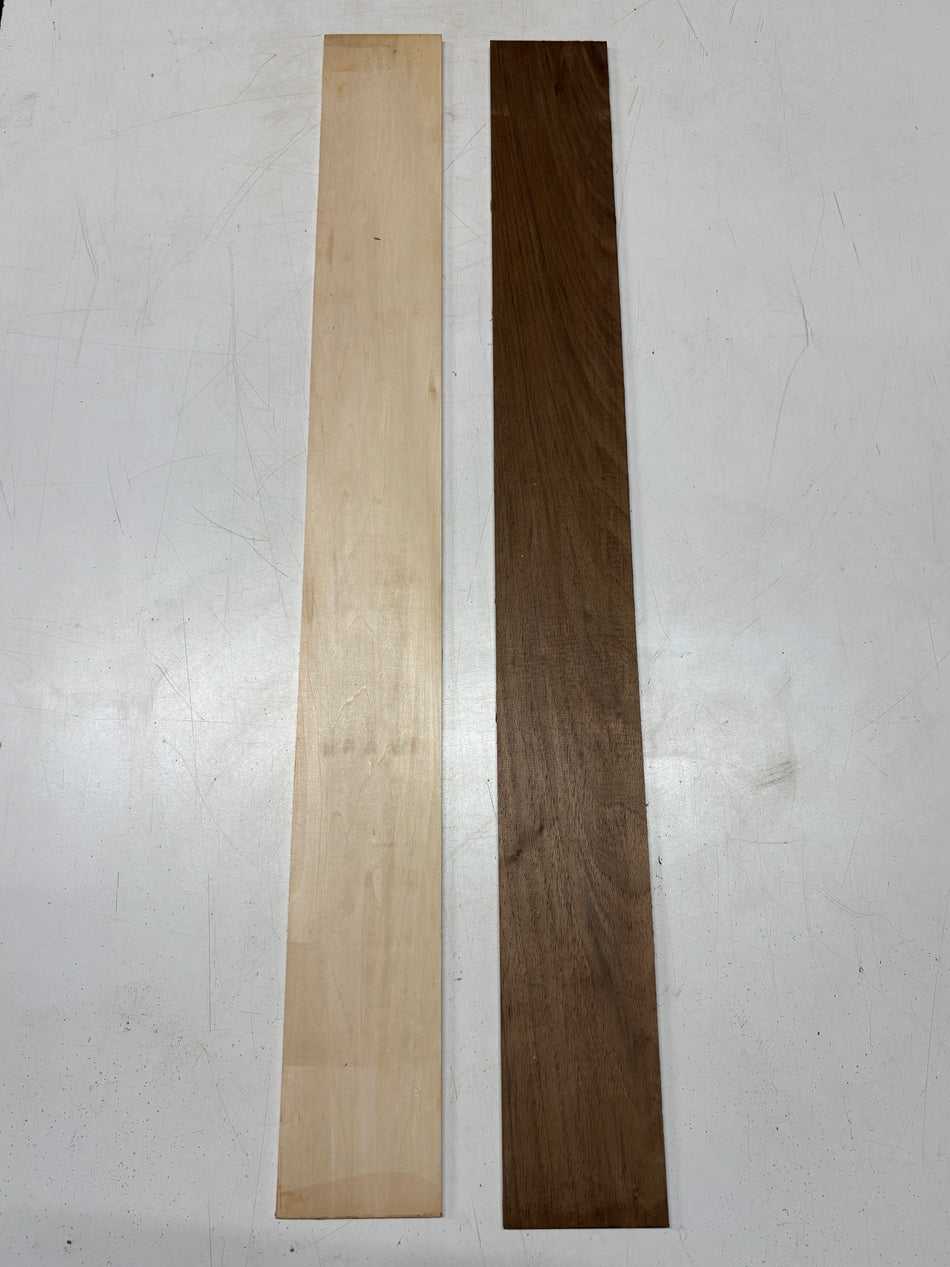 2 Pack, 2 Species, Peruvian Walnut + Basswood Thin Stock Lumber  36" x 4" x 1/4" #5019 Exotic Wood Zone 