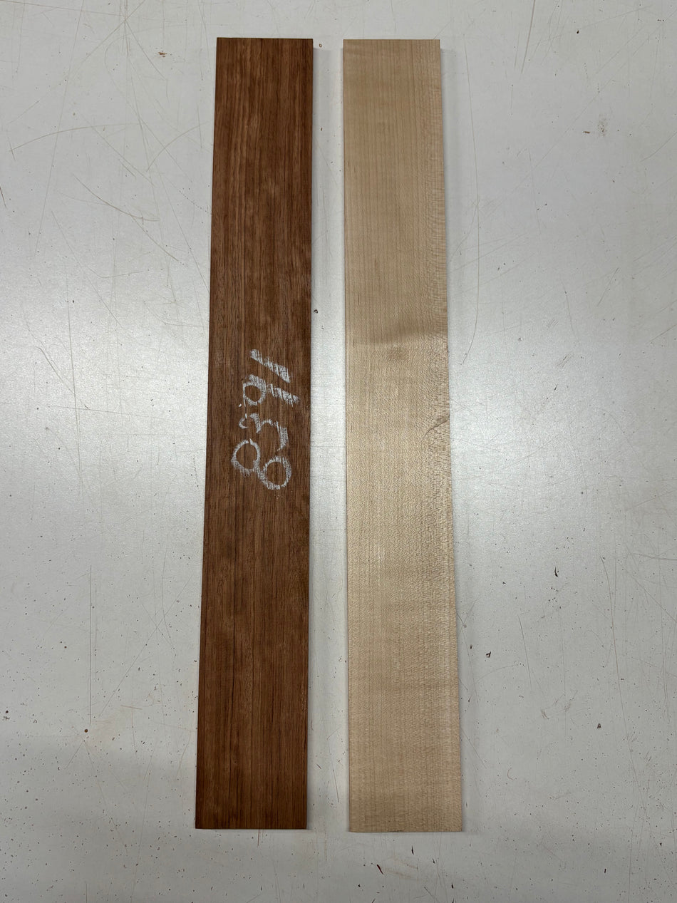 2 Pack, 2 Species Bubinga + Hard Maple Fingerboard Blanks 21"x2-3/4"x3/8"#8391 - Exotic Wood Zone