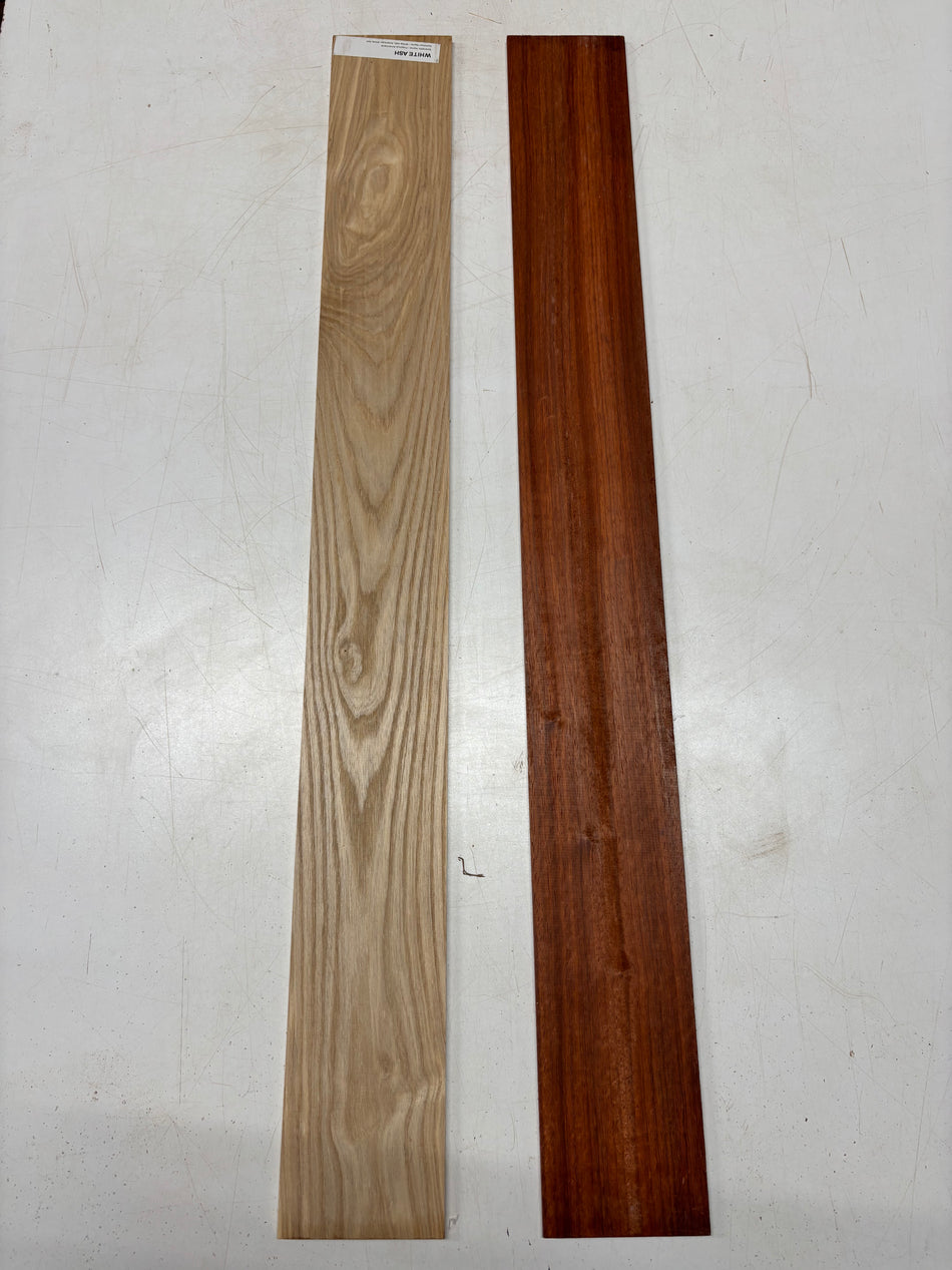 2 Pack, 2 Species, Padauk + White Ash Thin Stock Lumber 36" x 4" x 1/4" #5020 Exotic Wood Zone 