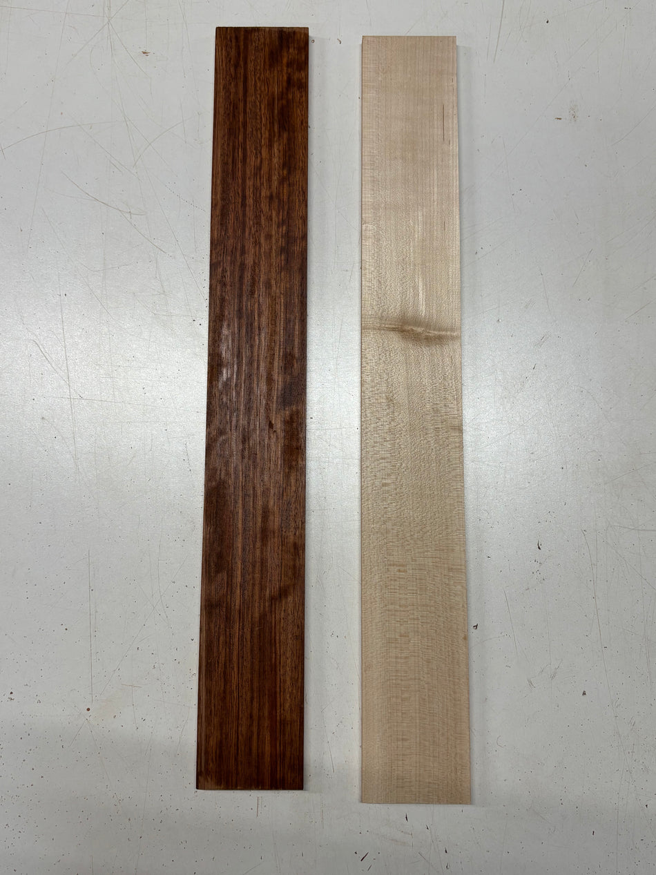 2 Pack, 2 Species Bubinga + Hard Maple Fingerboard Blanks 21"x2-3/4"x3/8"#8391 - Exotic Wood Zone