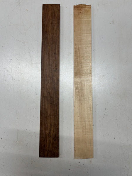 2 Pack, 2 Species Granadillo + Hard Maple Fingerboard Blanks  21"x2-1/2"x3/8"#8392 - Exotic Wood Zone