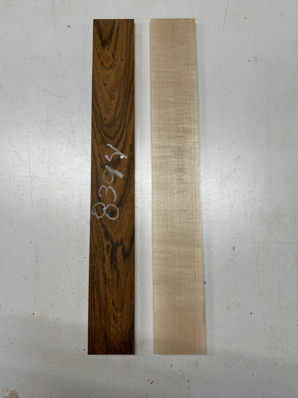 2 Pack, 2 Species Bocote + Flame Hard Maple Fingerboard Blanks #8394 - Exotic Wood Zone