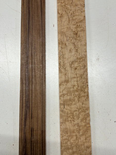2 Pack, 2 Species Indian Rosewood + Birdseye Maple Fingerboard Blanks #8399 - Exotic Wood Zone