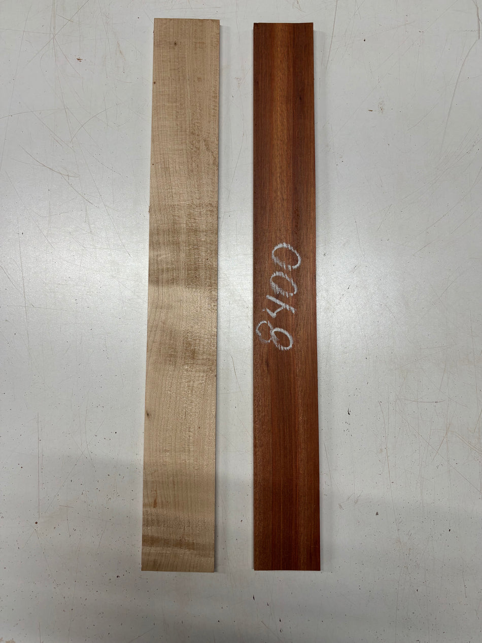 2 Pack, 2 Species Bloodwood + Flame Maple Fingerboard Blanks  #8400 - Exotic Wood Zone