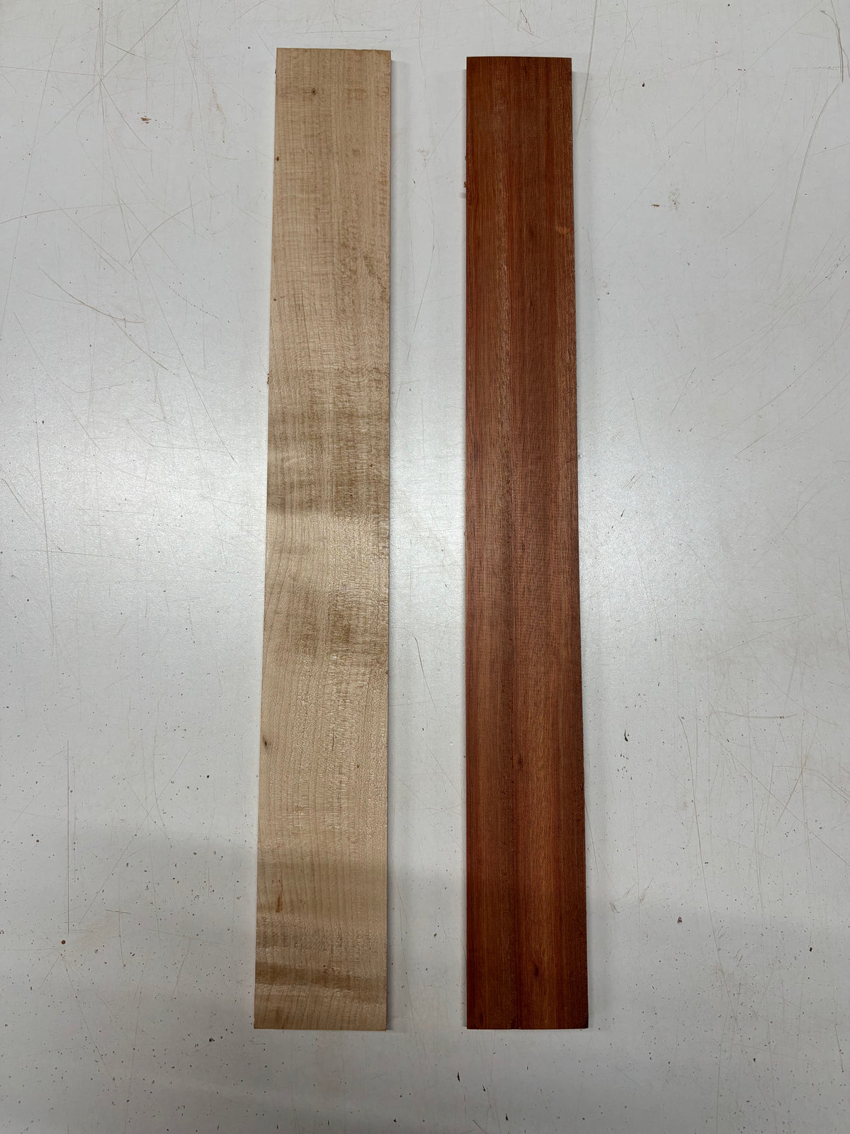 2 Pack, 2 Species Bloodwood + Flame Maple Fingerboard Blanks  #8400 - Exotic Wood Zone