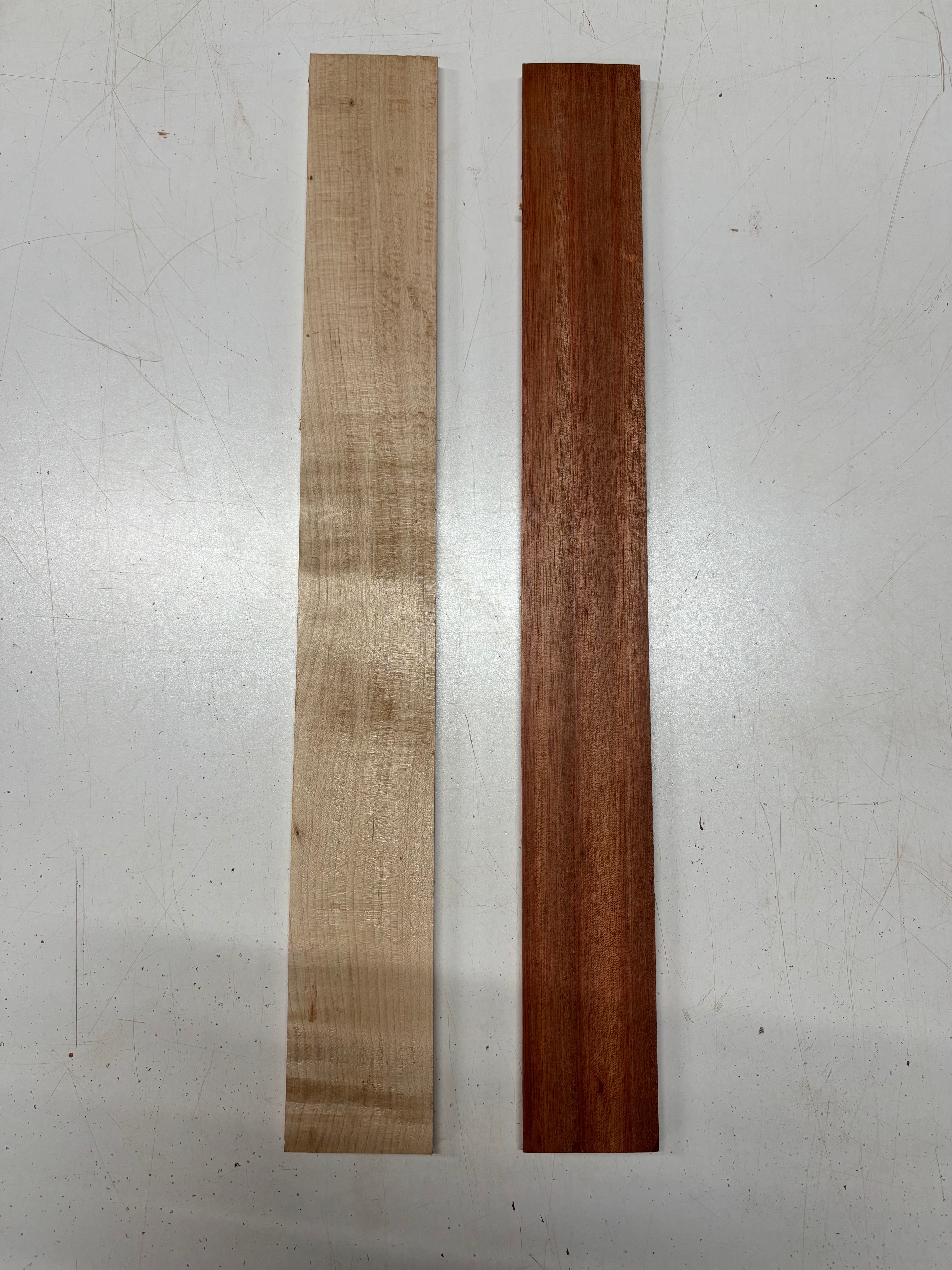 2 Pack, 2 Species Bloodwood + Flame Maple Fingerboard Blanks  #8400 - Exotic Wood Zone