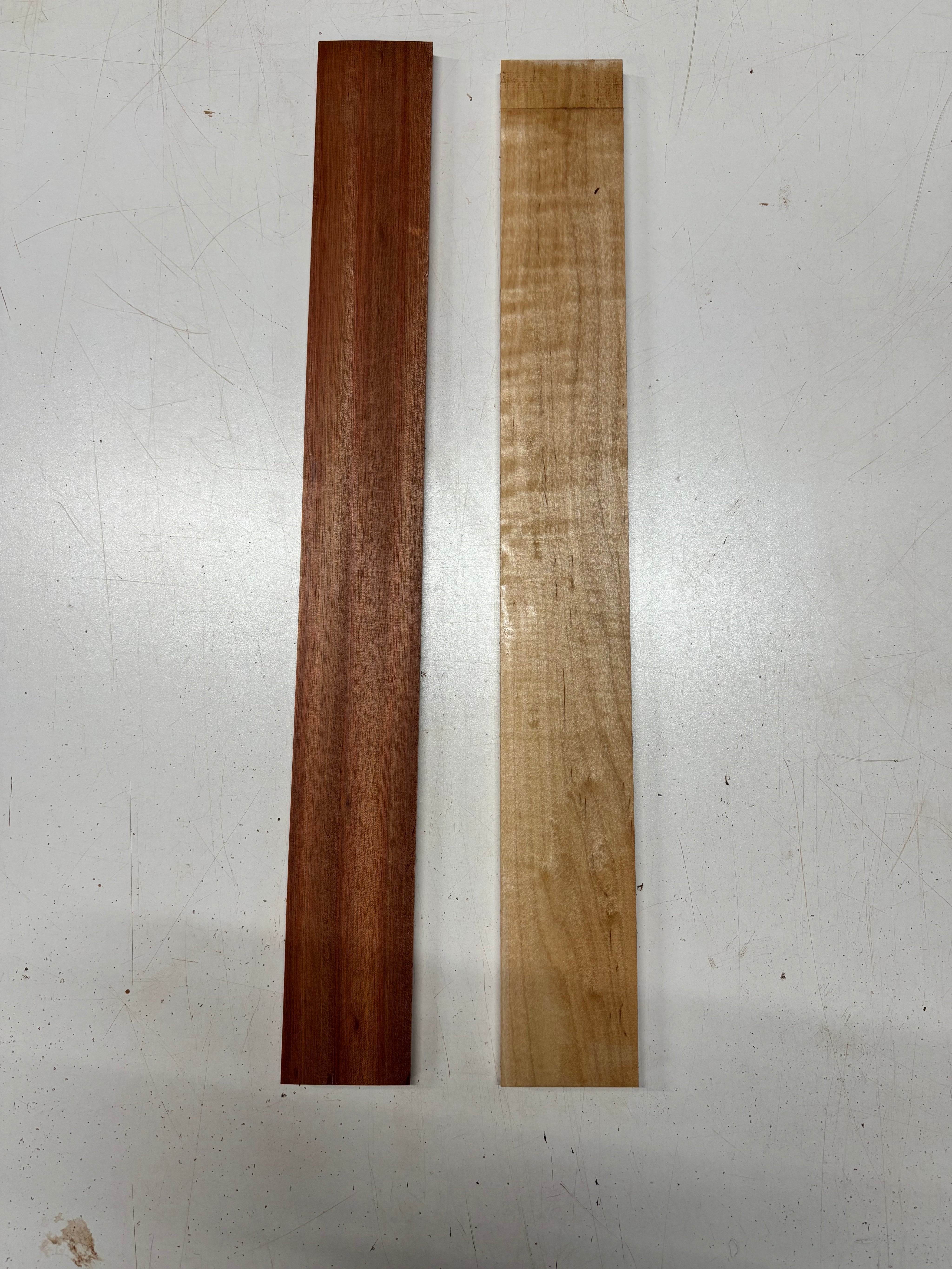 2 Pack, 2 Species Bloodwood + Flame Maple Fingerboard Blanks  #8400 - Exotic Wood Zone
