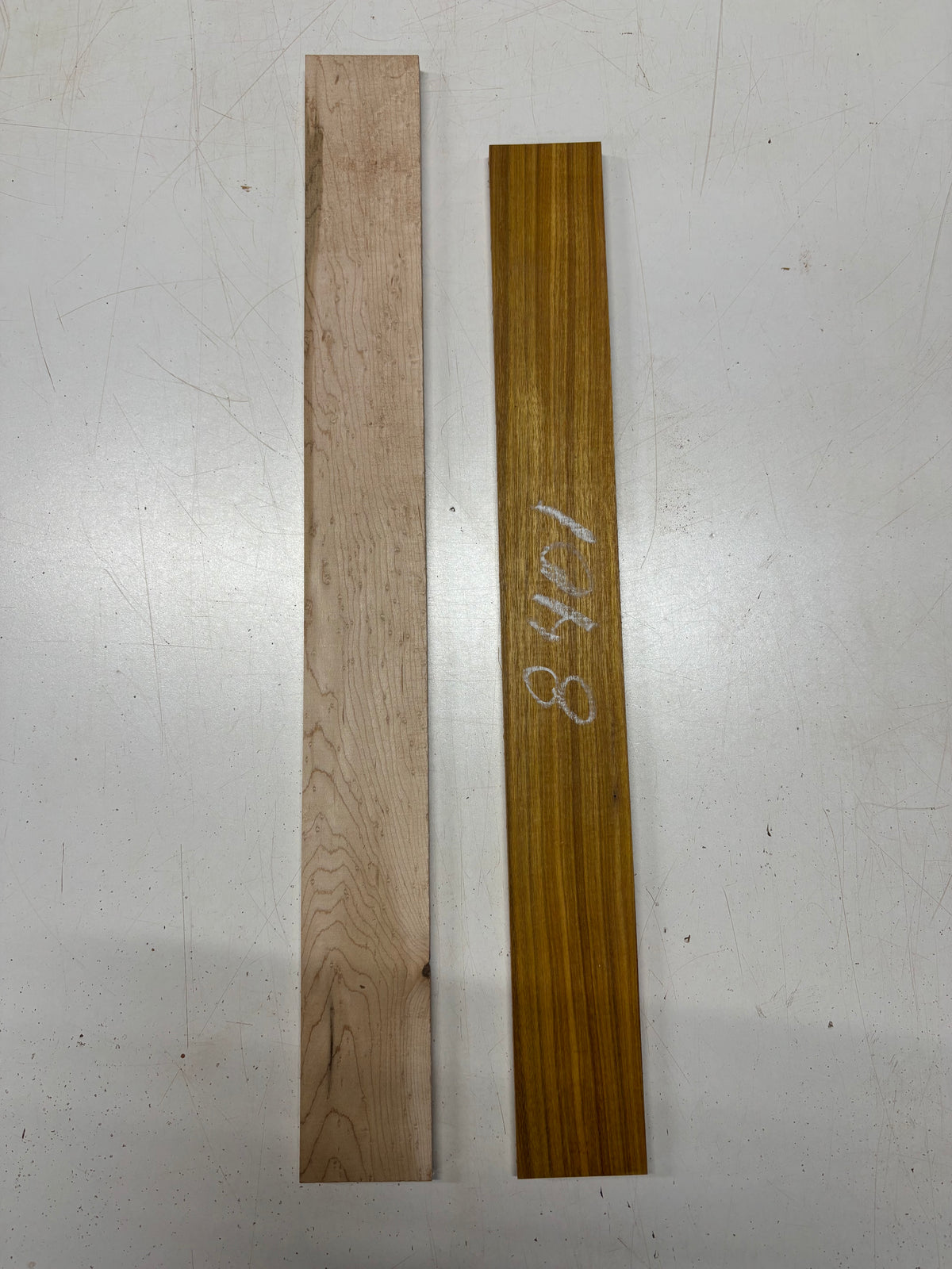 2 Pack, 2 Species Canarywood + Birdseye Maple Fingerboard Blanks #8401 - Exotic Wood Zone