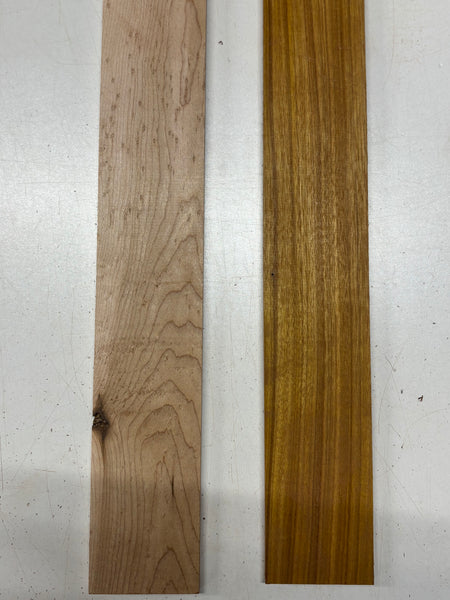 2 Pack, 2 Species Canarywood + Birdseye Maple Fingerboard Blanks #8401 - Exotic Wood Zone