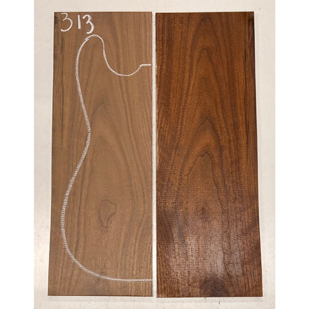 Black Walnut Bookmatched Guitar Drop Tops 21" x 7-1/4" x 1/4" #313 - Exotic Wood Zone - Buy online Across USA 