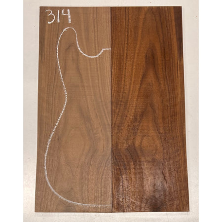 Black Walnut Bookmatched Guitar Drop Tops 21" x 7-1/4" x 1/4" #314 - Exotic Wood Zone - Buy online Across USA 