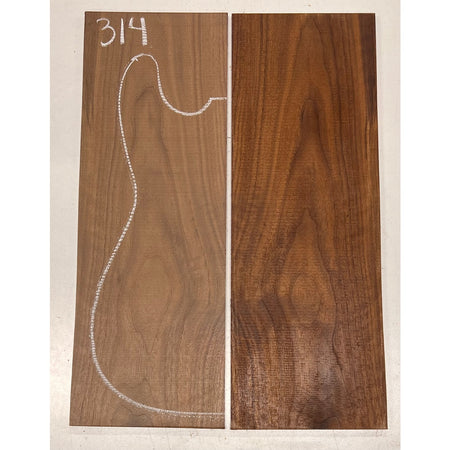 Black Walnut Bookmatched Guitar Drop Tops 21" x 7-1/4" x 1/4" #314 - Exotic Wood Zone - Buy online Across USA 