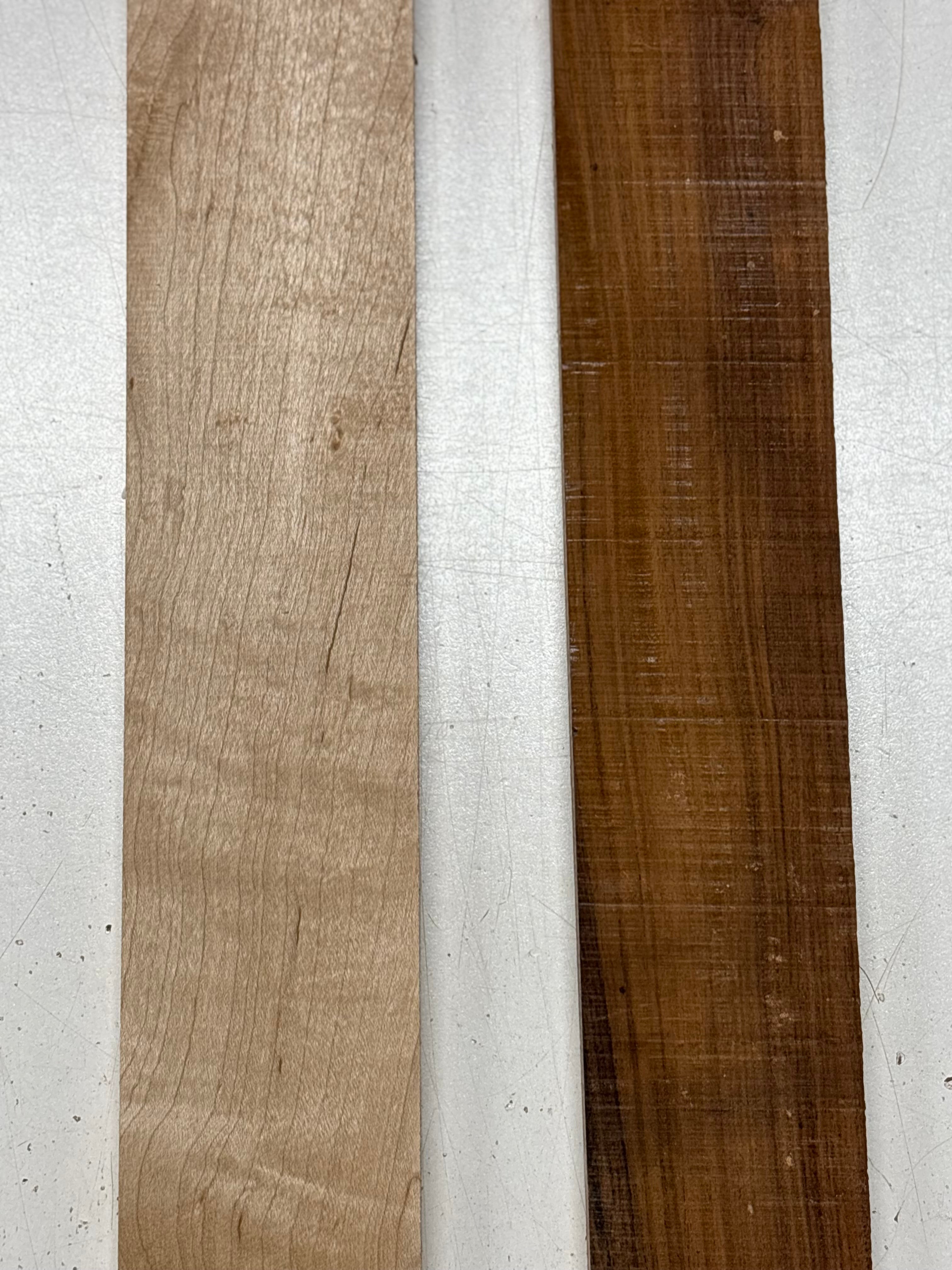 2 Pack, 2 Species Santos Rosewood + Hard Maple Fingerboard Blanks  #8408 - Exotic Wood Zone