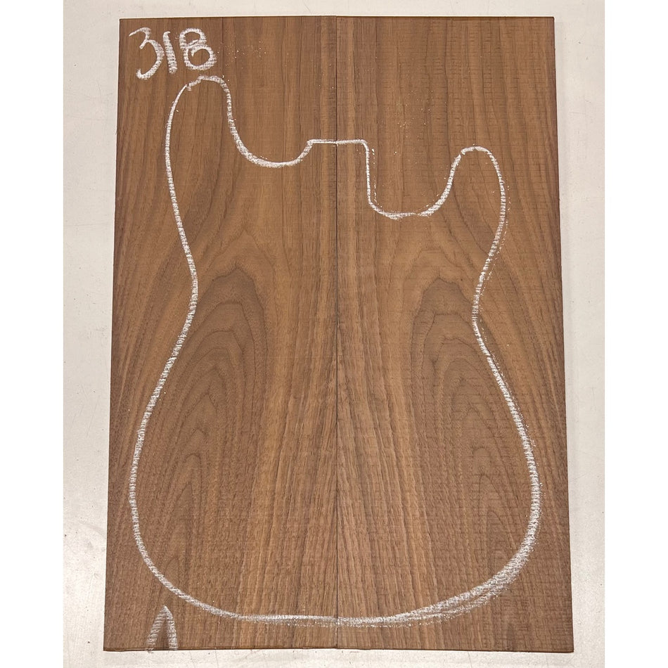 Black Walnut Bookmatched Guitar Drop Tops 21" x 7-1/4" x 1/4" #318 - Exotic Wood Zone - Buy online Across USA 