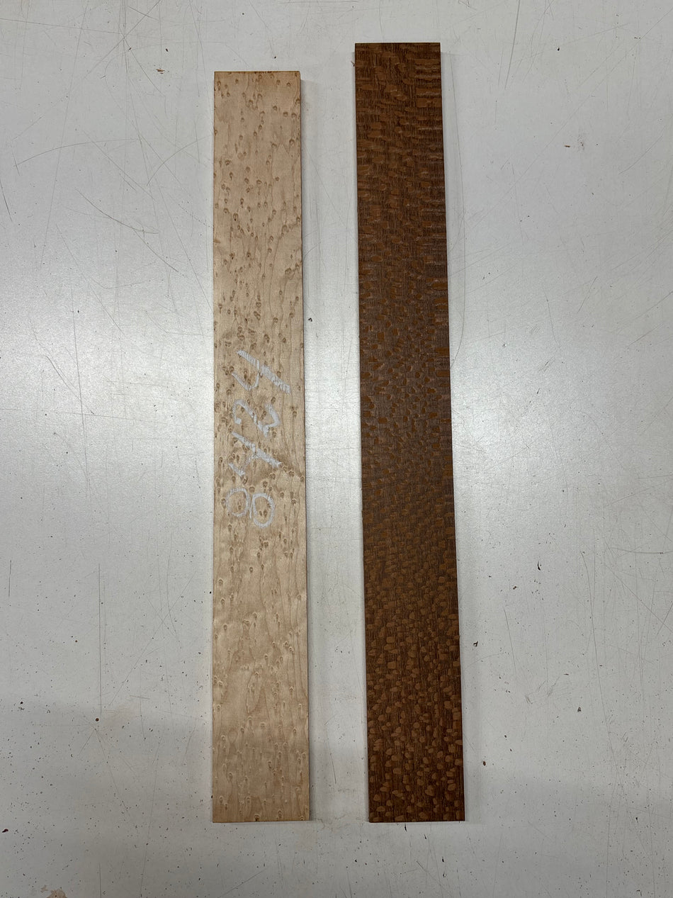 2 Pack, 2 Species Birdseye Maple + Leopardwood Fingerboard Blanks #8424 - Exotic Wood Zone