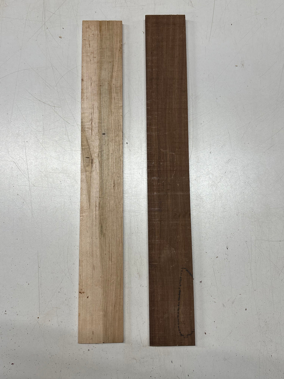 2 Pack, 2 Species Ambrosia Maple + Granadillo Fingerboard Blanks #8425 - Exotic Wood Zone