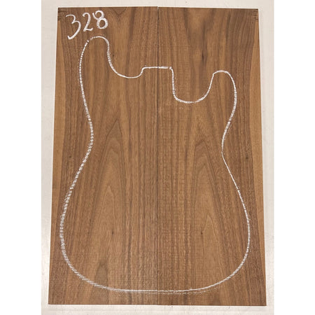 Black Walnut Bookmatched Guitar Drop Tops 21" x 7-1/4" x 1/4" #328 - Exotic Wood Zone - Buy online Across USA 