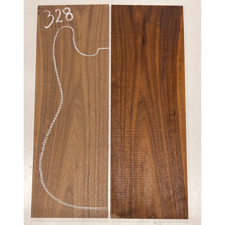 Black Walnut Bookmatched Guitar Drop Tops 21" x 7-1/4" x 1/4" #328 - Exotic Wood Zone - Buy online Across USA 