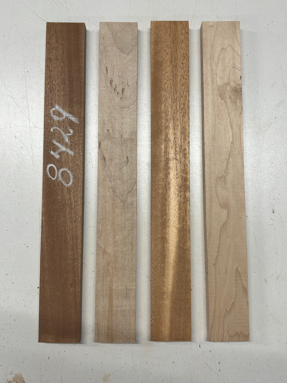 4 Pack, 3 Species Sapele + African Mahogany + Hard Maple Thin Stock Lumber #8429 Exotic Wood Zone New 