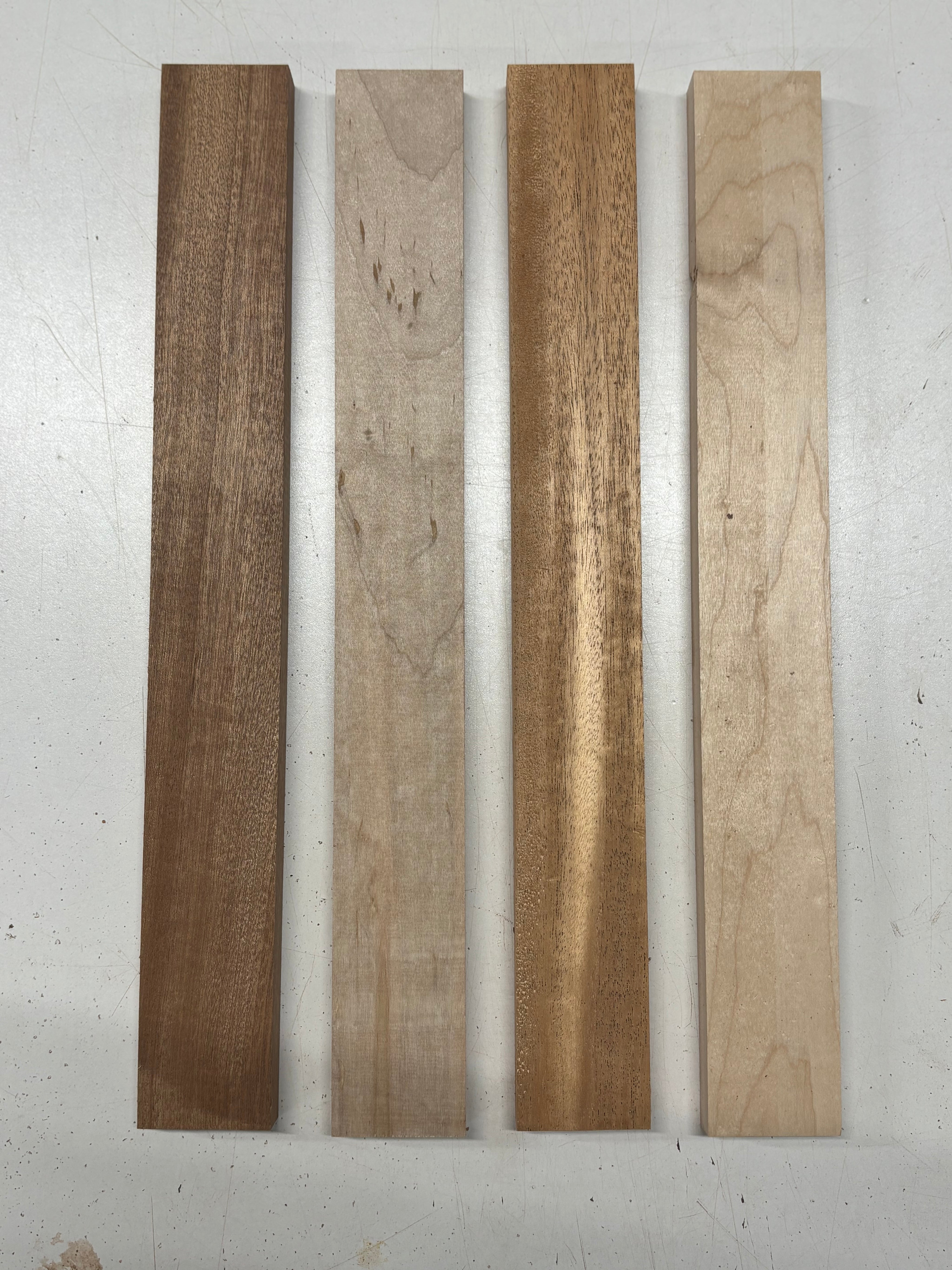 4 Pack, 3 Species Sapele + African Mahogany + Hard Maple Thin Stock Lumber #8429 Exotic Wood Zone New 