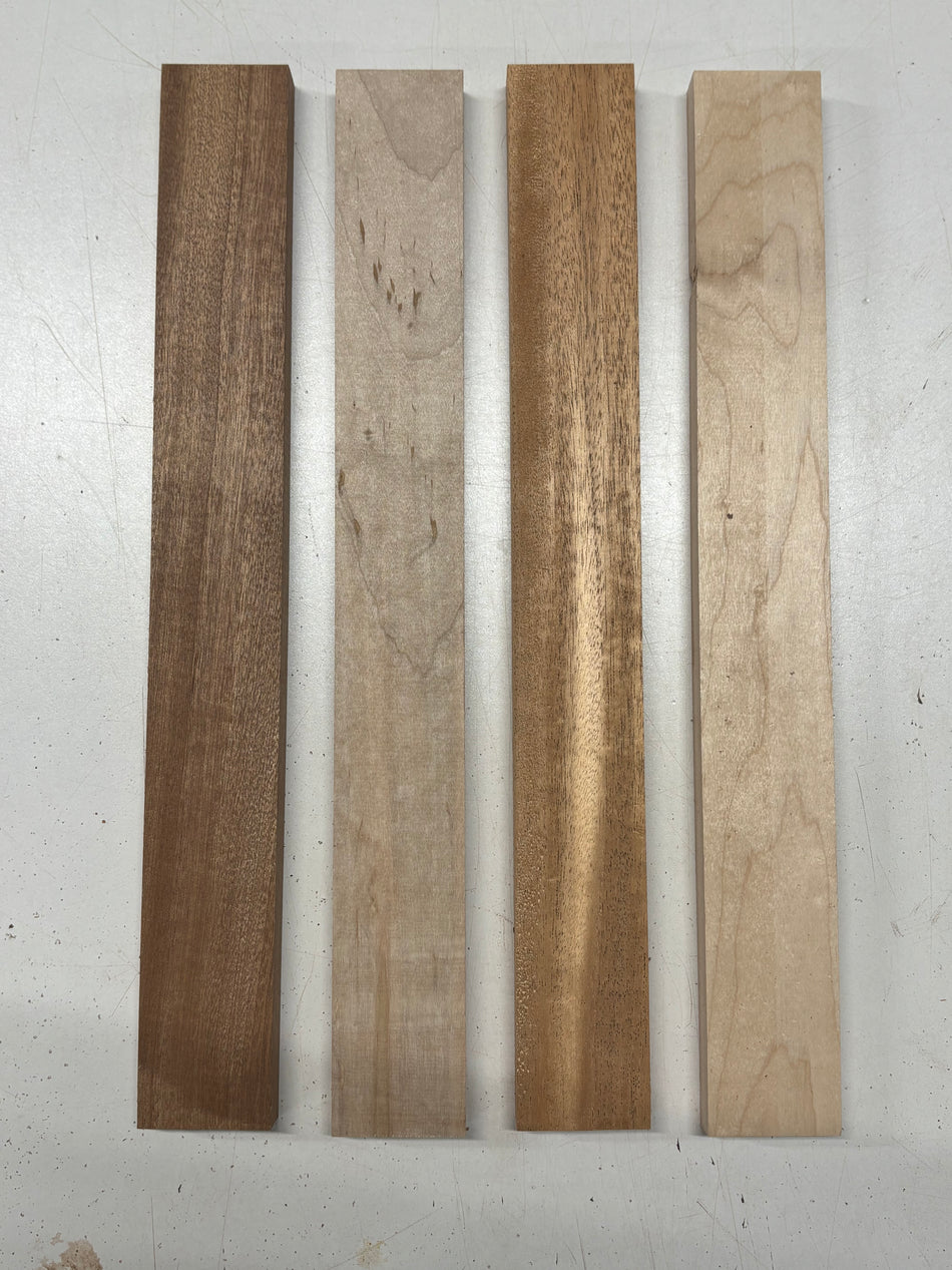 4 Pack, 3 Species Sapele + African Mahogany + Hard Maple Thin Stock Lumber #8429 Exotic Wood Zone New 