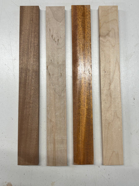 4 Pack, 3 Species Sapele + African Mahogany + Hard Maple Thin Stock Lumber #8429 Exotic Wood Zone New 