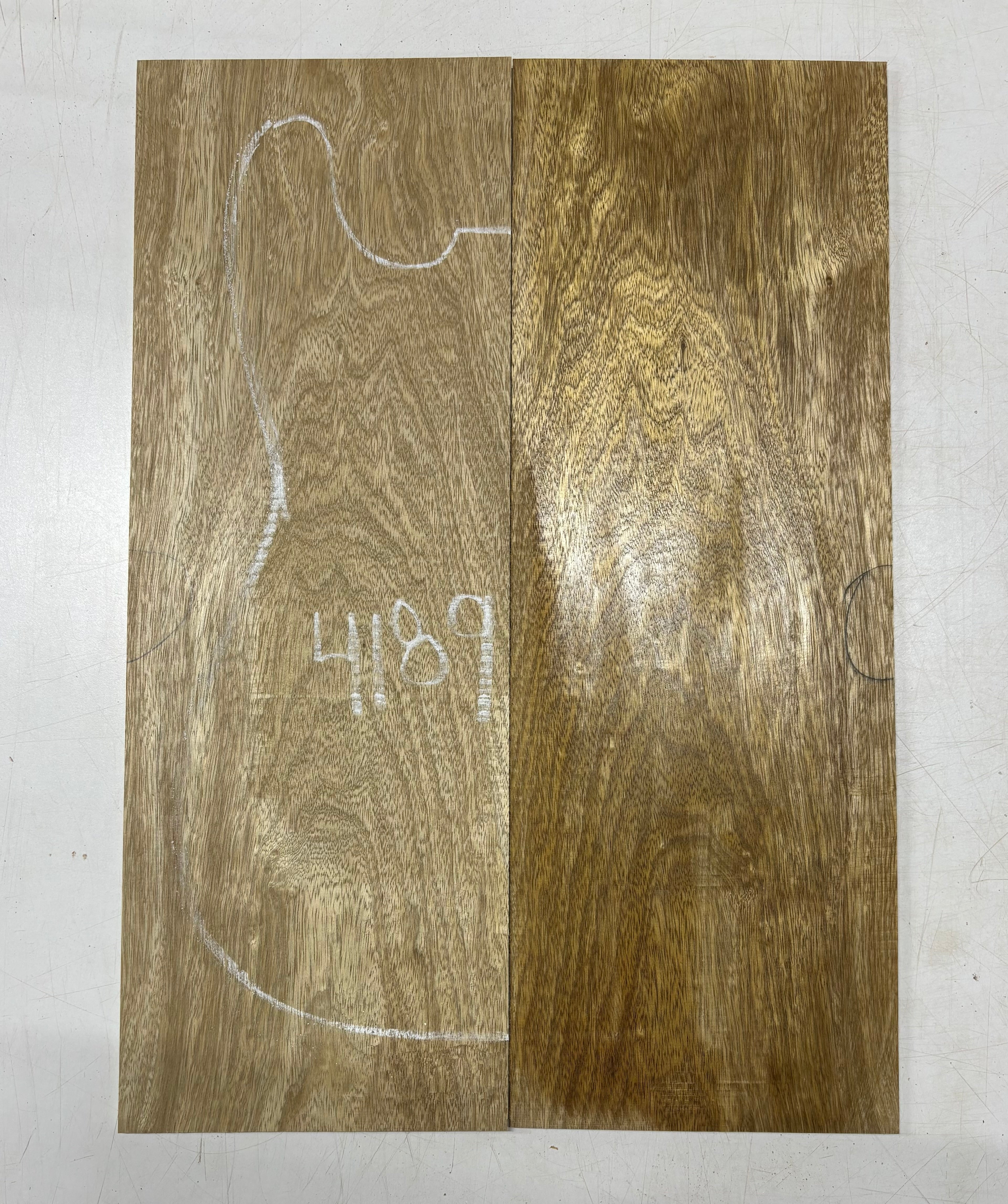 White Limba Guitar Drop Top 21"x7-1/2"x1/4"#4189 Exotic Wood Zone 