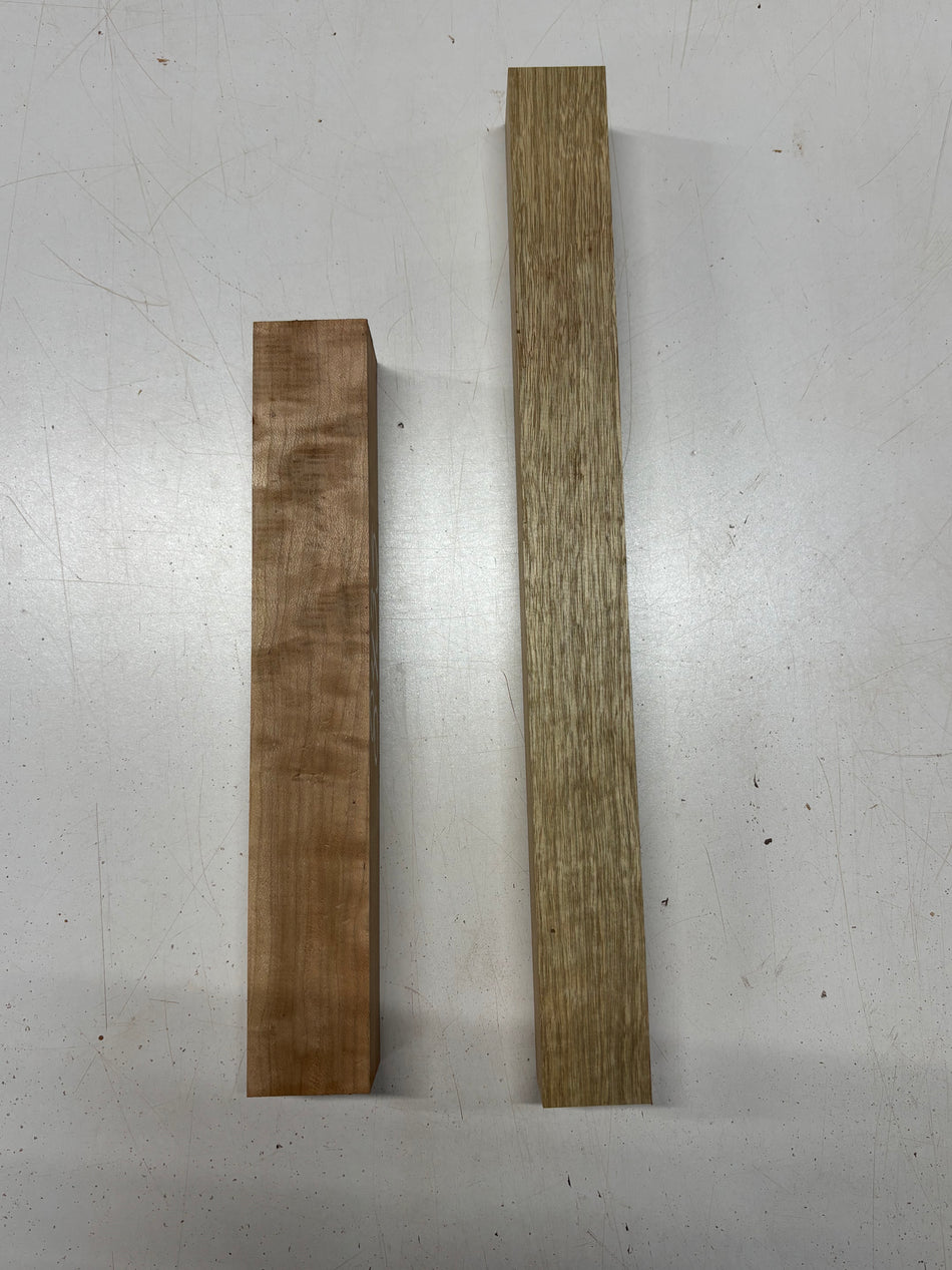 2 Pack, 2 Species White Limba + Cherry Turning Wood Blanks  #8435 - Exotic Wood Zone