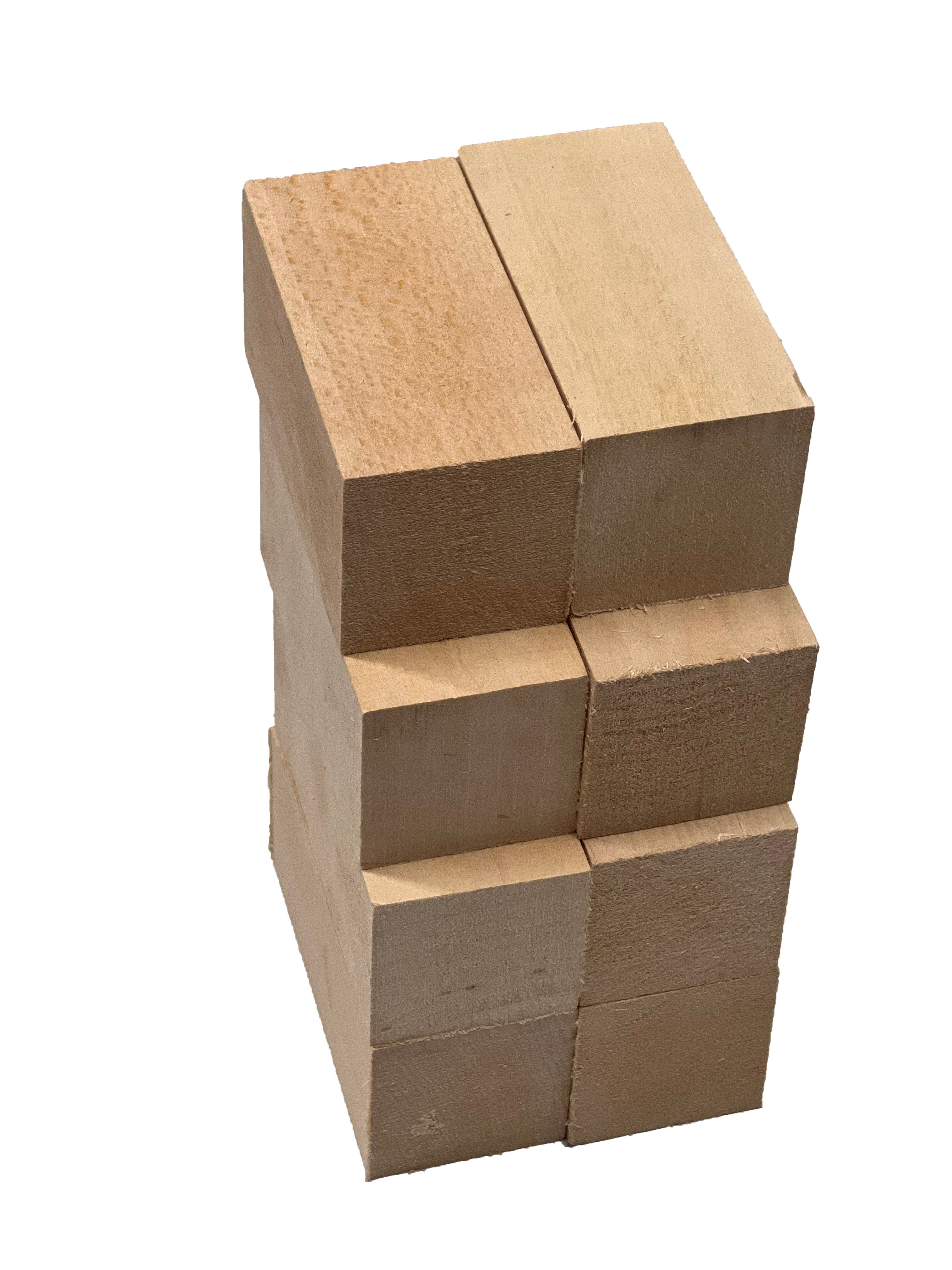 Juego de 8, kit de bloques de torneado/tallado de madera de tilo en blanco  de 2 x 2 x 5