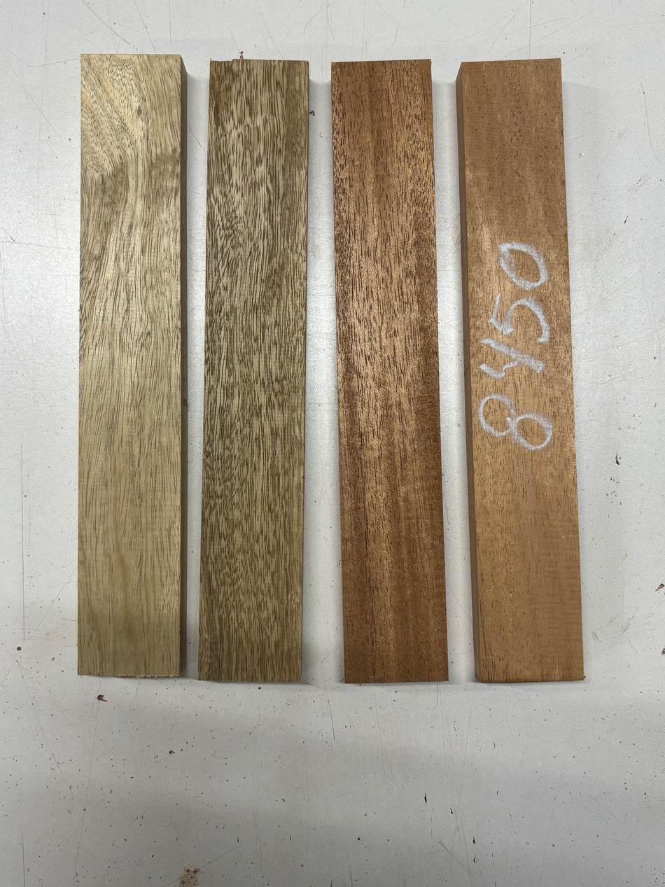 4 Pack, 2 Species African Mahogany + Black Limba Thin Stock Lumber 12"x2"x3/4"#8450 - Exotic Wood Zone
