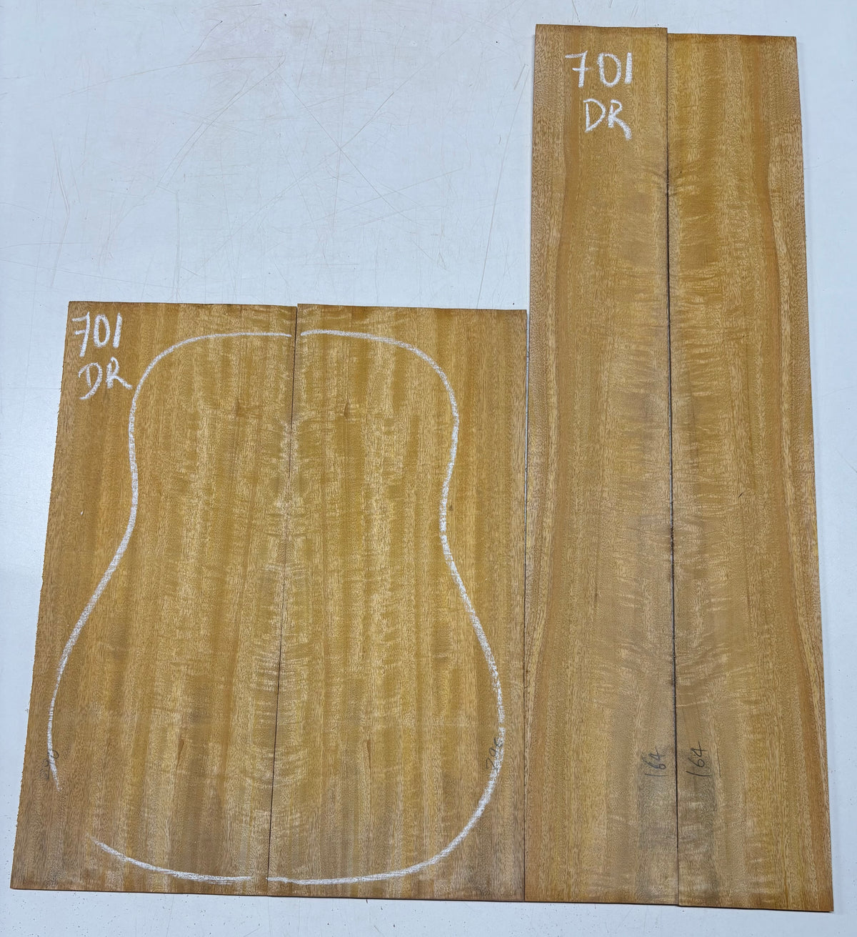 Golden Flame Mango Dreadnought Guitar Back and Side Set #701 - Exotic Wood Zone
