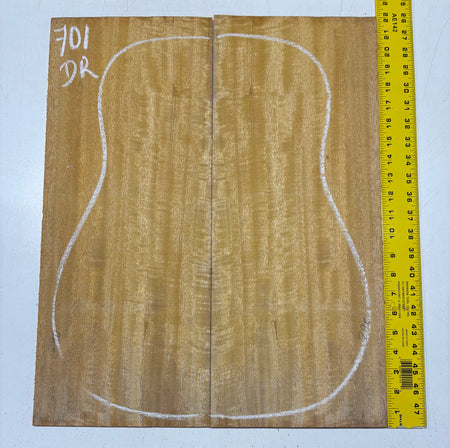 Golden Flame Mango Dreadnought Guitar Back and Side Set #701 - Exotic Wood Zone