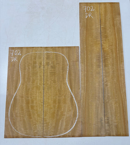 Golden Flame Mango Dreadnought Guitar Back and Side Set #702 - Exotic Wood Zone