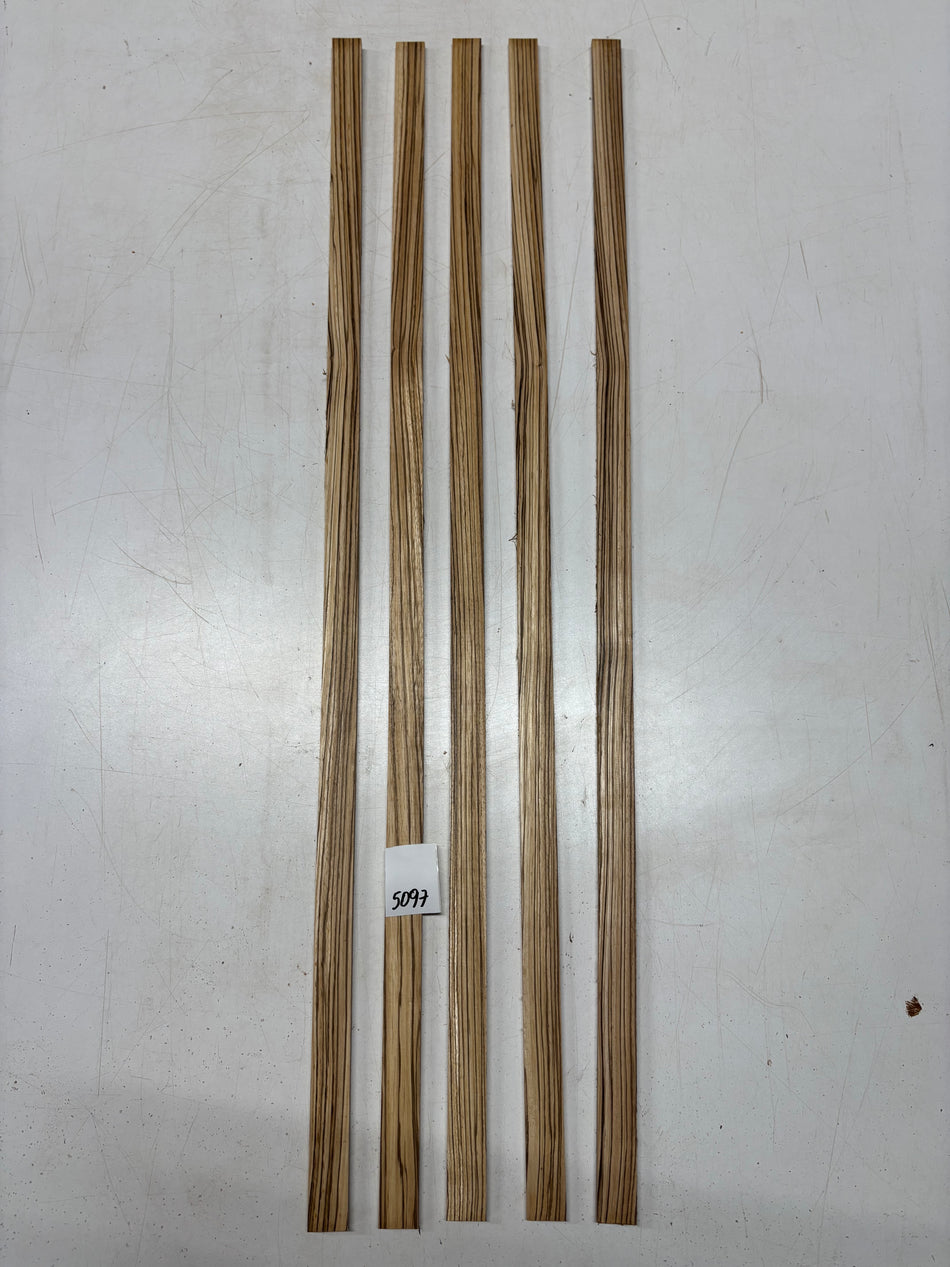 5 Pack, Zebrawood Binding Blanks 35"x 1"x 1/4"#5097
