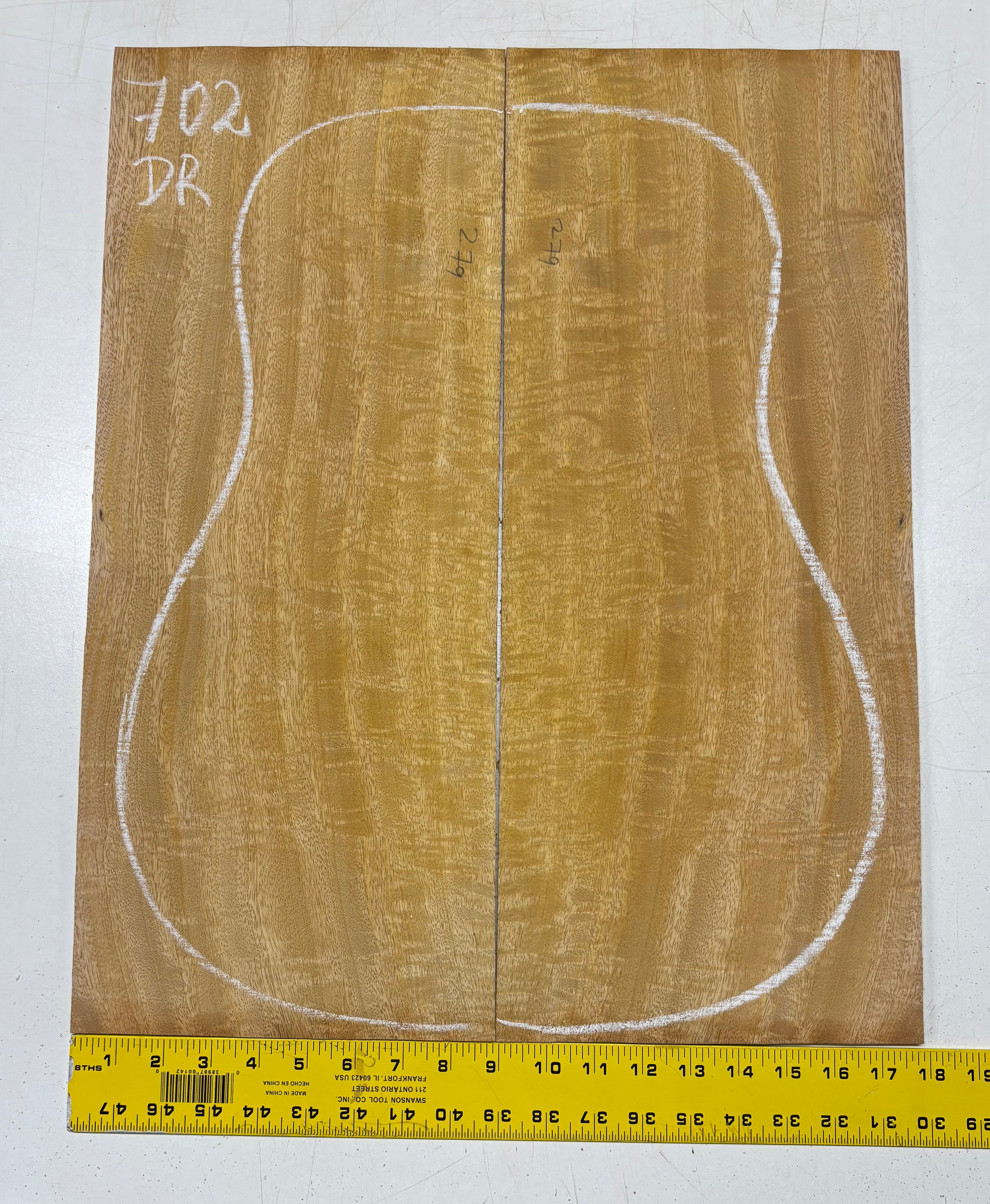 Golden Flame Mango Dreadnought Guitar Back and Side Set #702 - Exotic Wood Zone