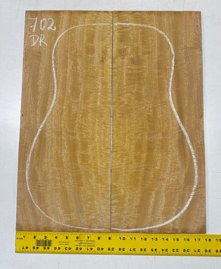 Golden Flame Mango Dreadnought Guitar Back and Side Set #702 - Exotic Wood Zone