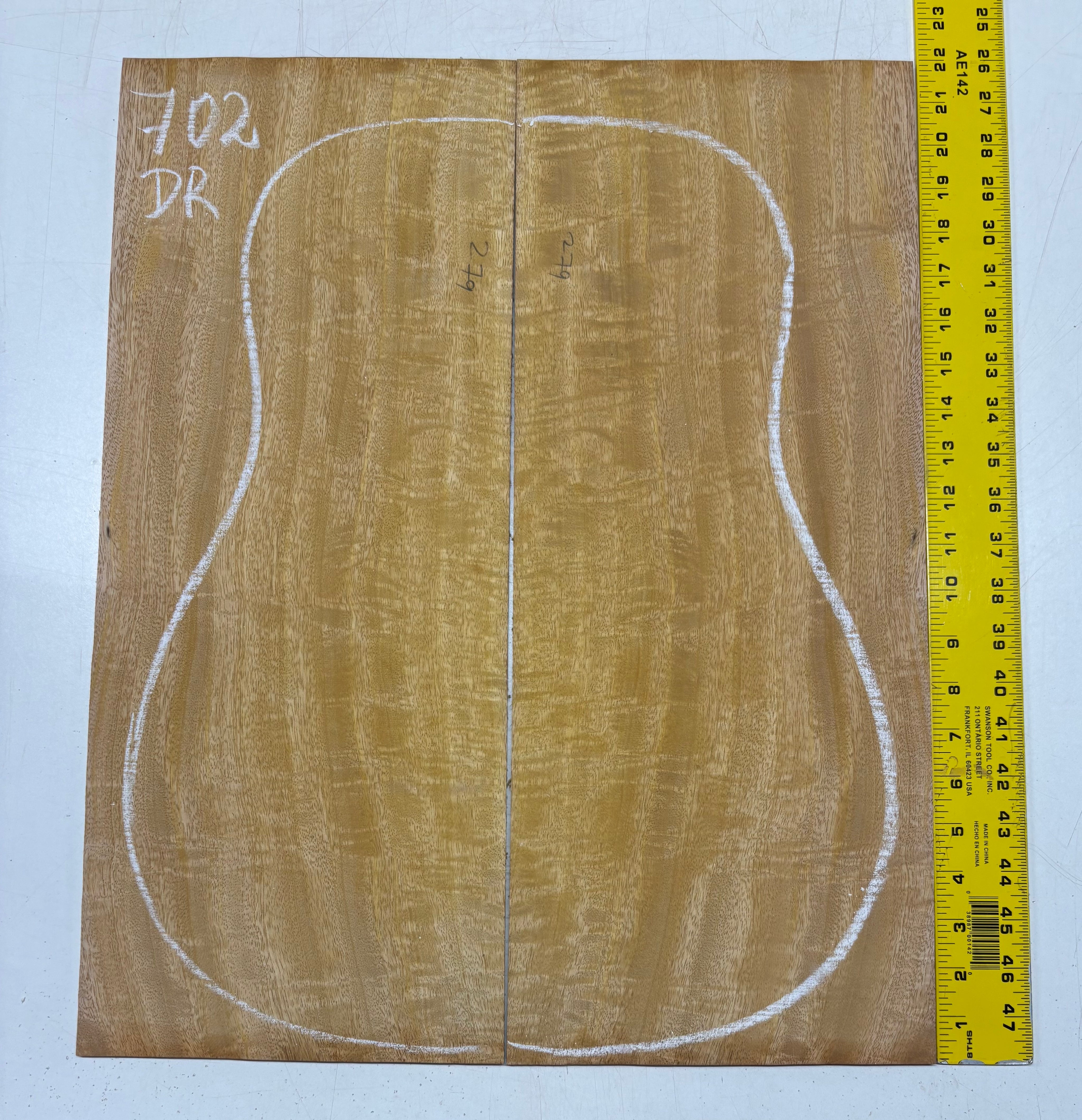 Golden Flame Mango Dreadnought Guitar Back and Side Set #702 - Exotic Wood Zone