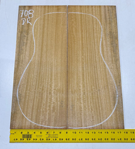 Golden Flame Mango Dreadnought Guitar Back and Side Set #708 - Exotic Wood Zone