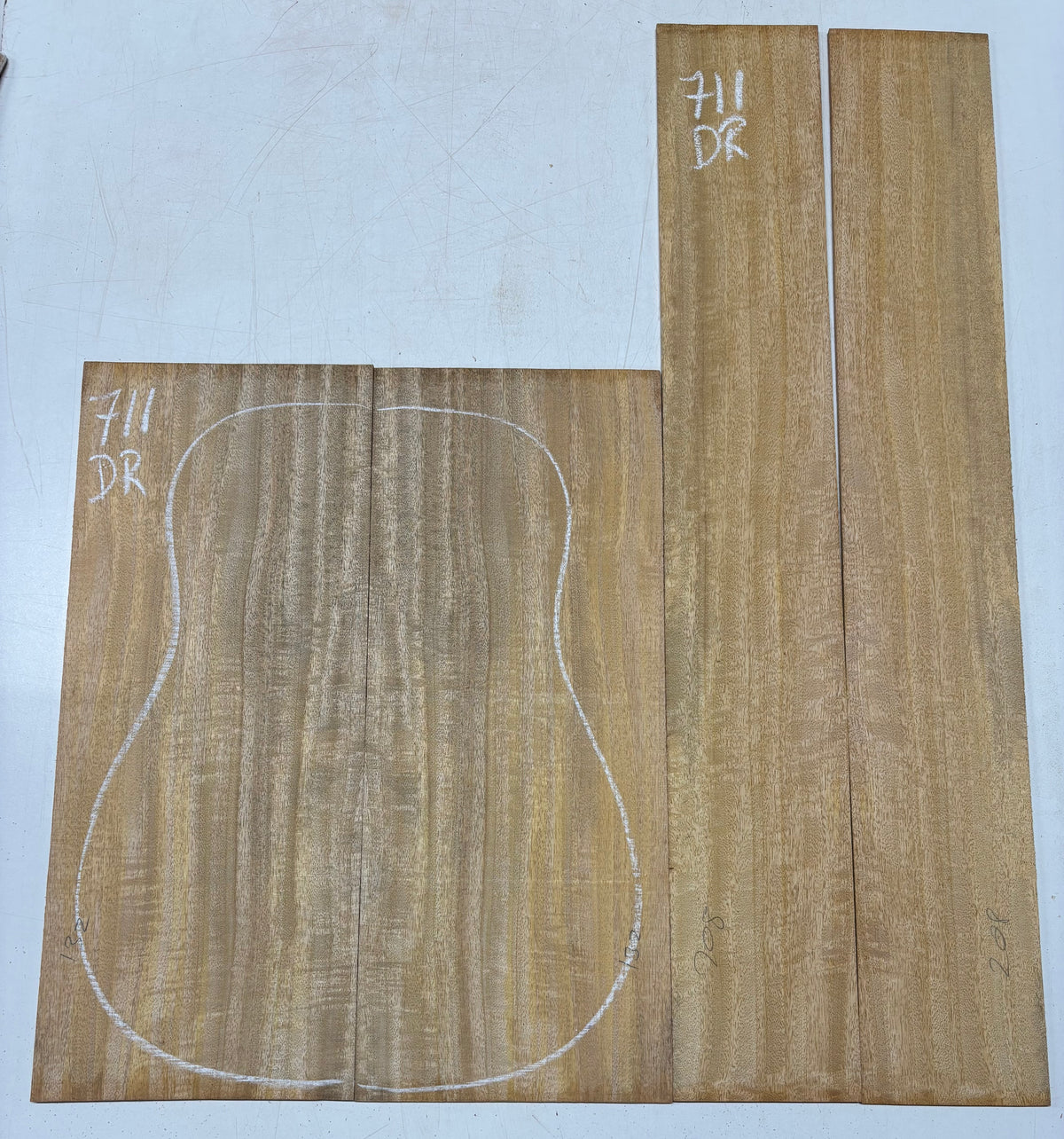 Golden Flame Mango Dreadnought Guitar Back and Side Set #711 - Exotic Wood Zone