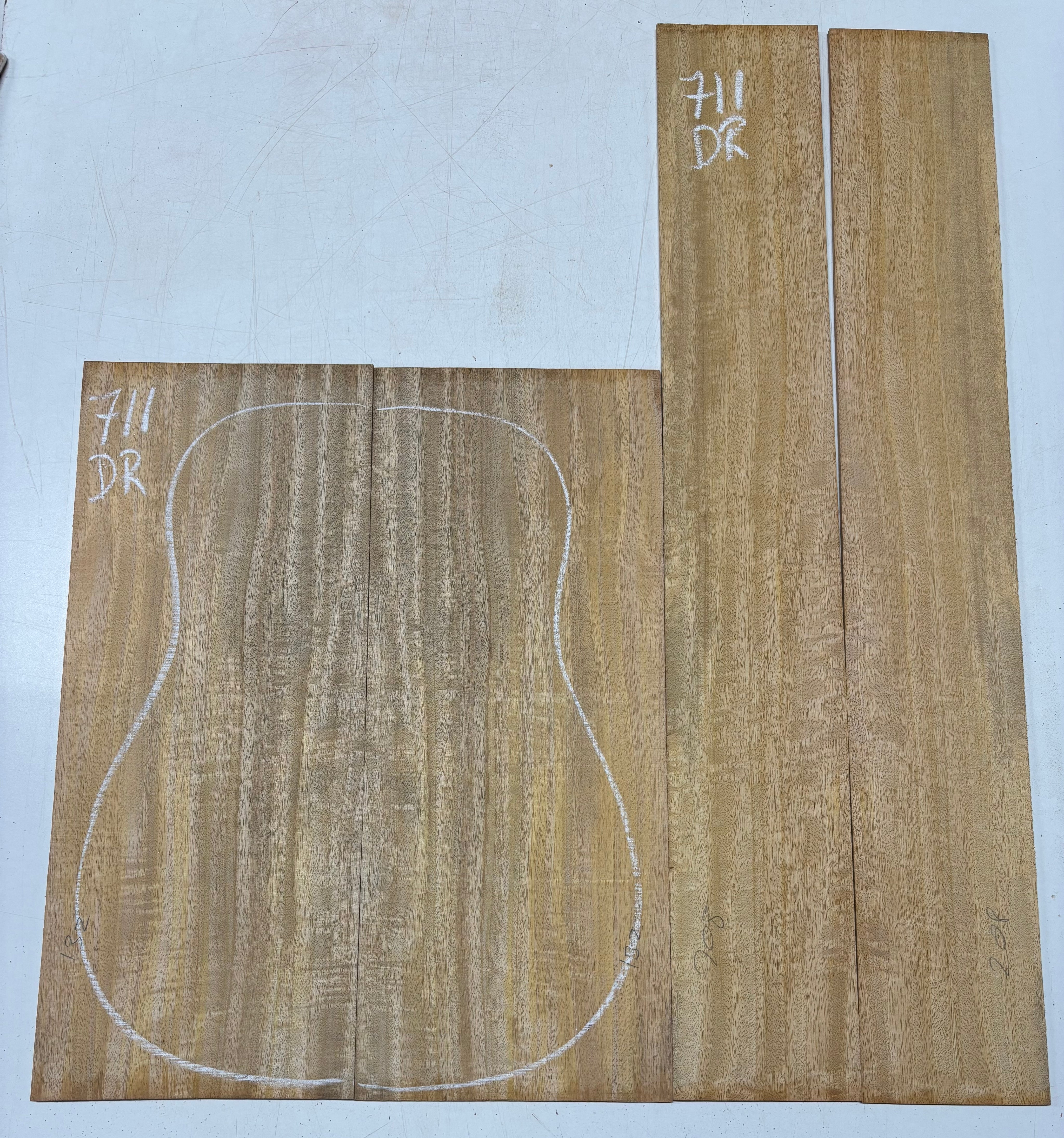 Golden Flame Mango Dreadnought Guitar Back and Side Set #711 - Exotic Wood Zone