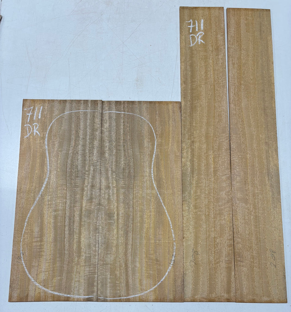 Golden Flame Mango Dreadnought Guitar Back and Side Set #711