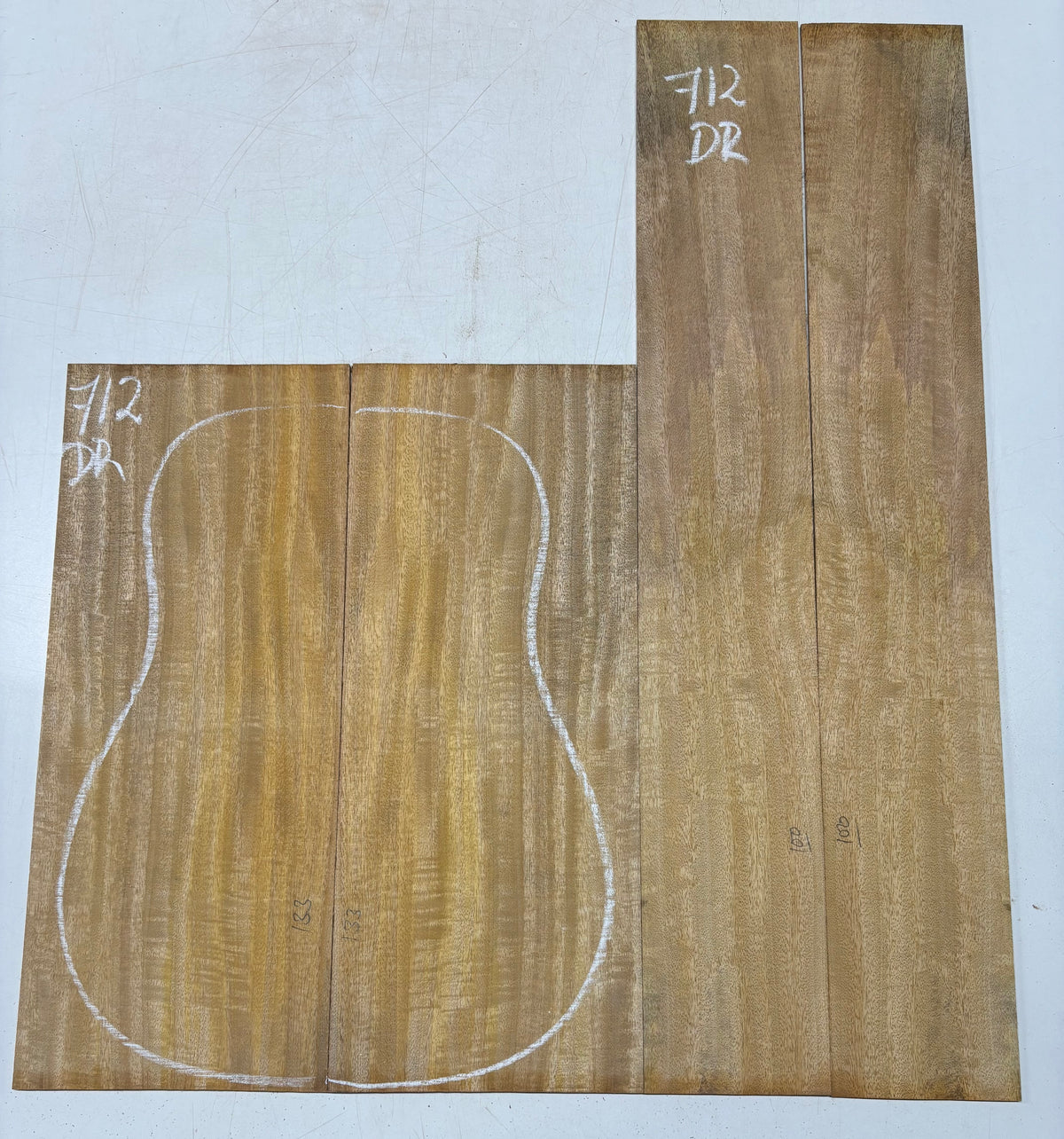 Golden Flame Mango Dreadnought Guitar Back and Side Set #712 - Exotic Wood Zone