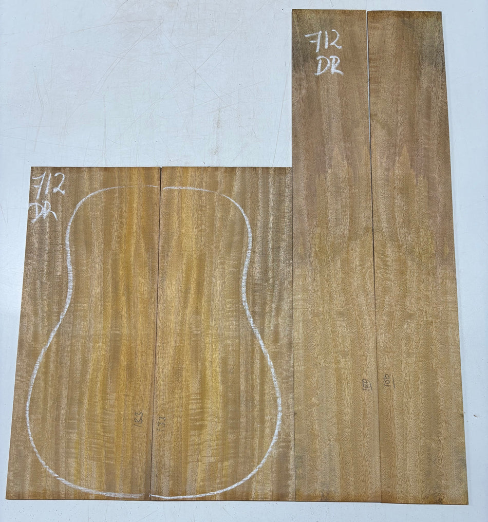 Golden Flame Mango Dreadnought Guitar Back and Side Set #712