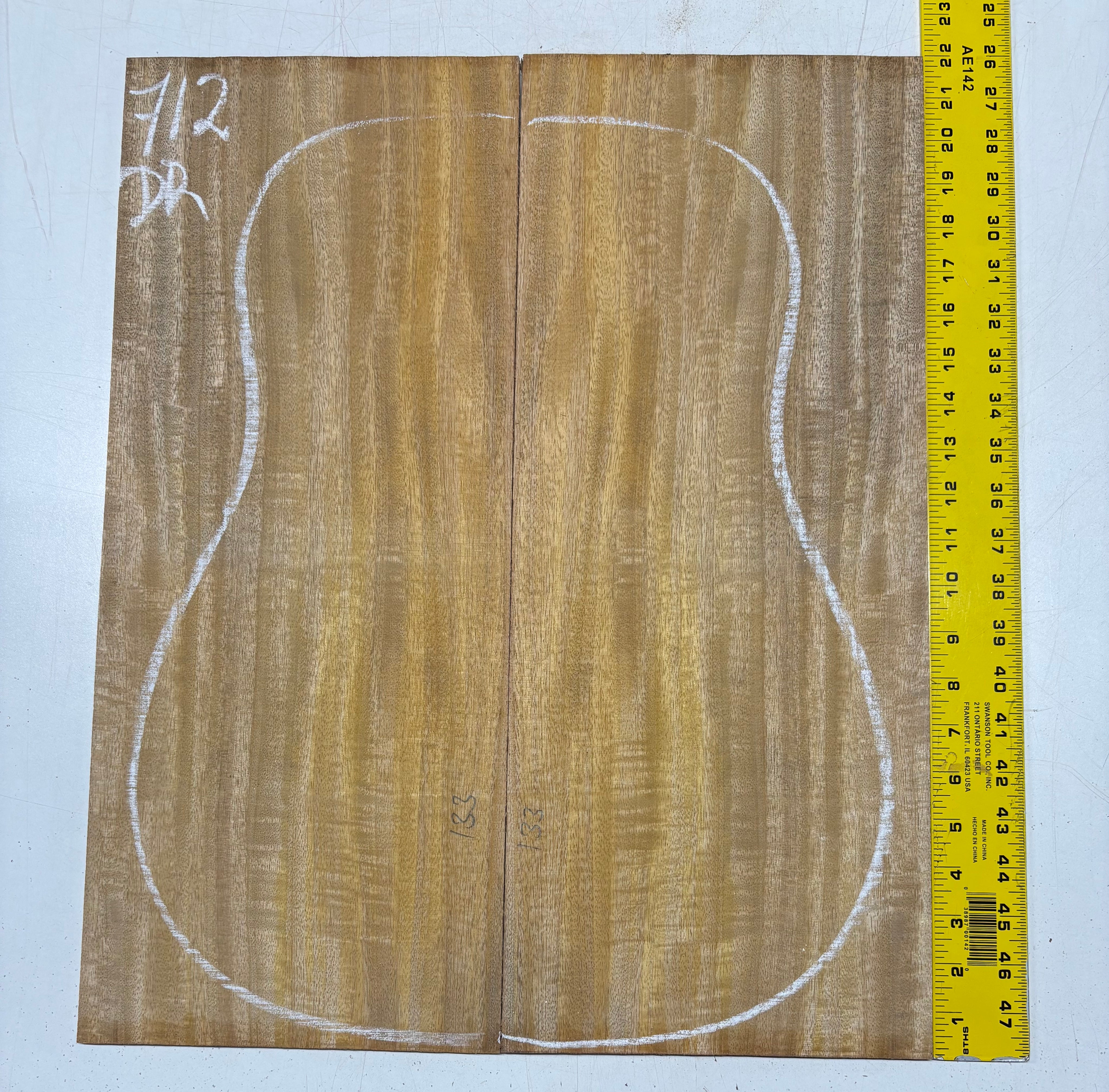 Golden Flame Mango Dreadnought Guitar Back and Side Set #712 - Exotic Wood Zone