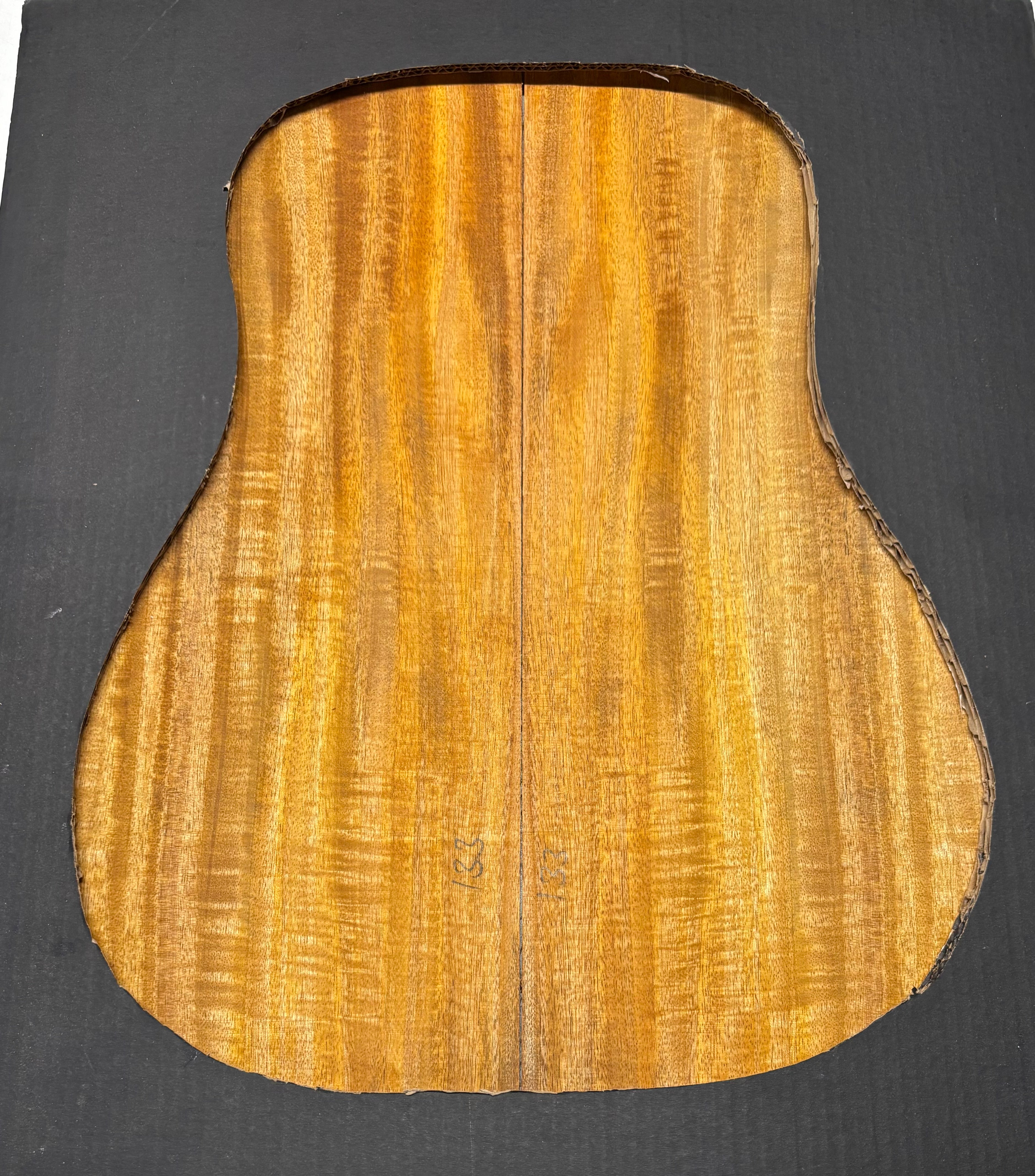 Golden Flame Mango Dreadnought Guitar Back and Side Set #712 - Exotic Wood Zone